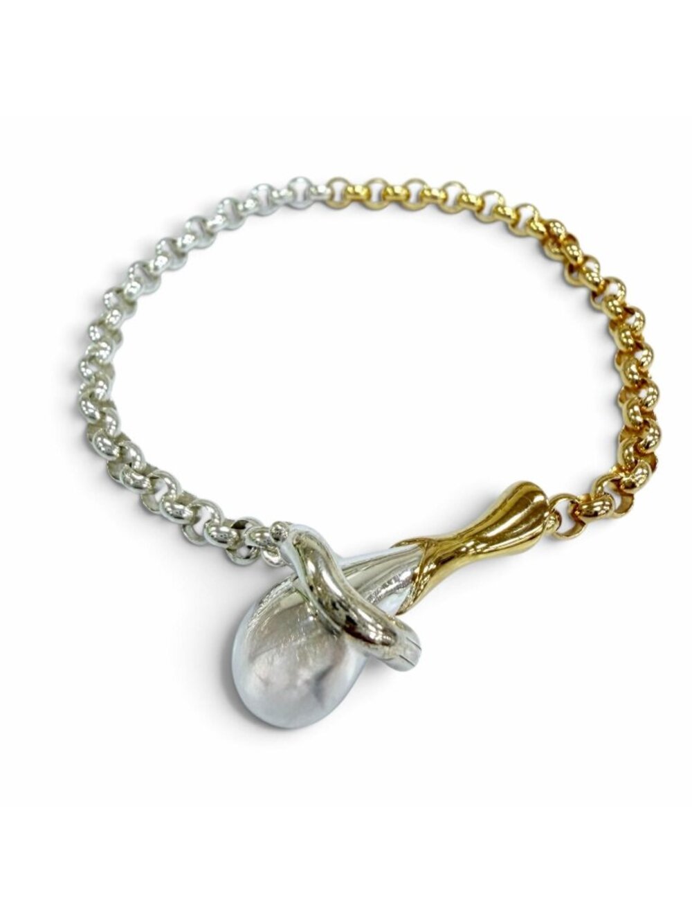 Bottega Veneta Drop Chain Bracelet 18K Gold Silver